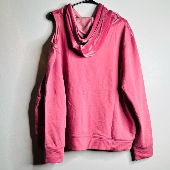 All Worthy by Hunter McGrady Mixed Media Cut Out Shoulder Hoodie XL - Picture 6 of 7